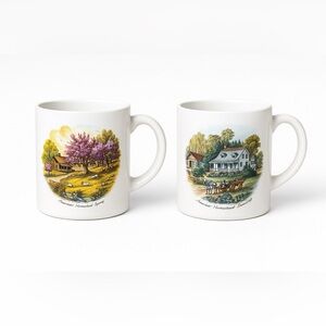 Currier & Ives American Homestead Seasons Mug Set – Spring & Summer – Vintage